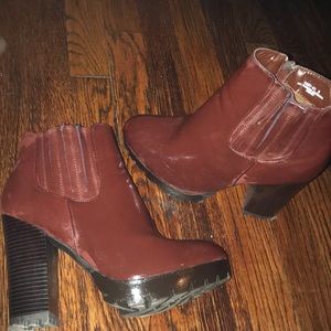 Maroon high heel fashion booties